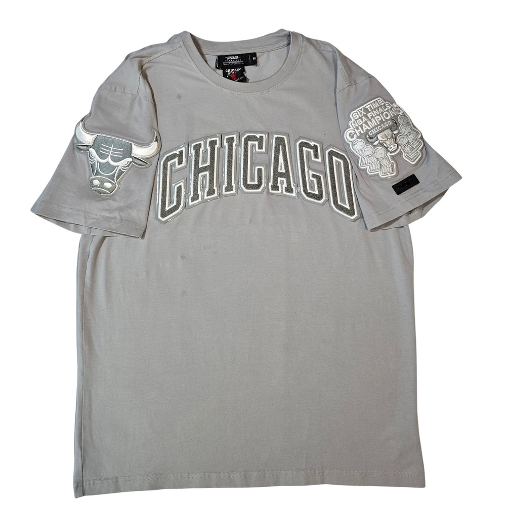 Pro Standard Chicago Bulls 6x NBA Champions Gray Tee Men's M Patch
